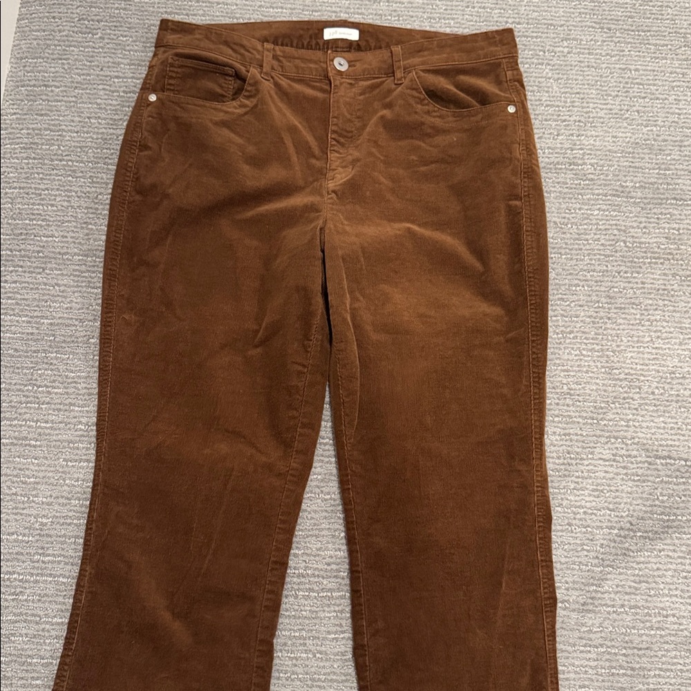Jjill Women’s 12 Tall Brown Corduroy High Rise Straight Leg Soft Cotton Blend - Picture 2 of 15